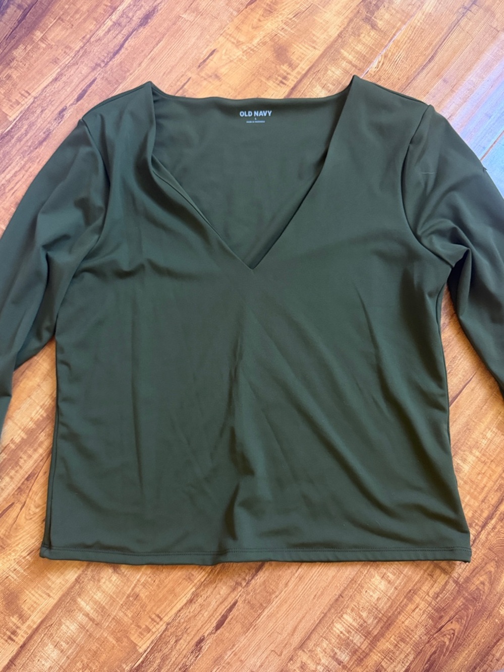 Old Navy Deep Olive Green V-Neck Long Sleeve Top